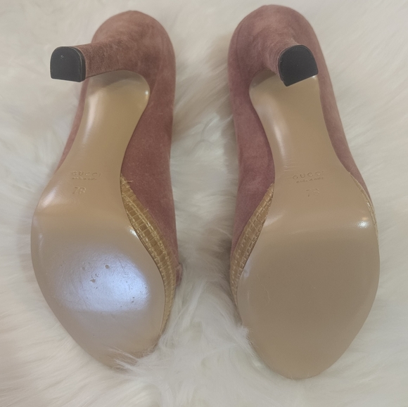 GUCCI Pink Champagne / Rose Peep Toe Heels - Picture 15 of 15